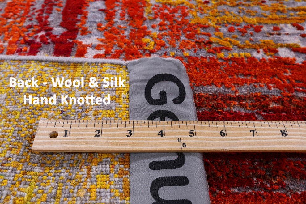 8' 1" X 10' 0" Contemporary Hand Knotted Wool & Silk Rug - Q13083