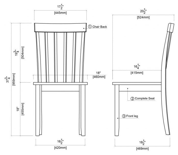 Bloomington Dining Chair, Set of 2, Black/Cherry