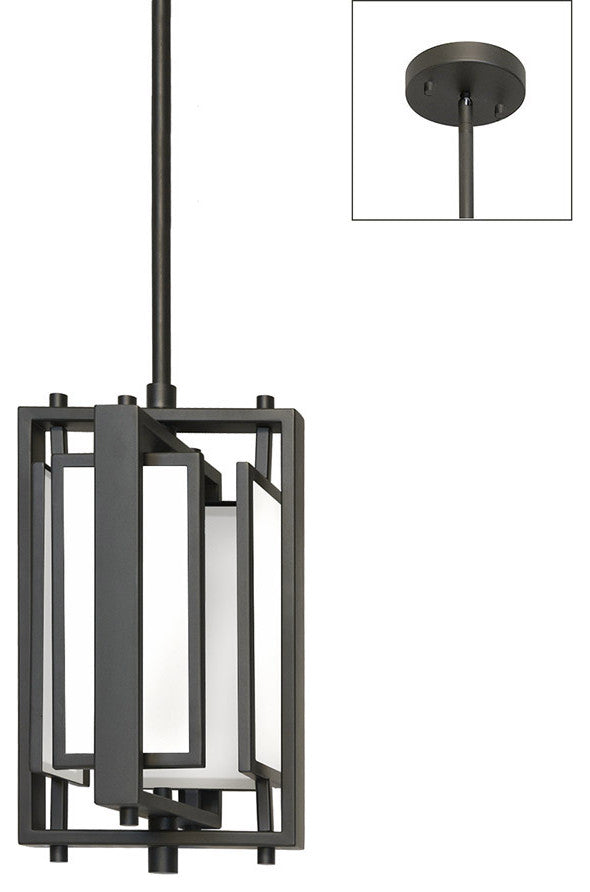 Parallel 9.5"� 1-Light Metal Pendant Light, Frosted White Glass