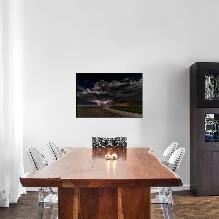 "Prairie Lightning" Framed Canvas Giclee by Christian Skilbeck, 37x25"