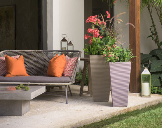 Bowery Indoor/Outdoor Tall Square Pot with Sand Cavity, Bronze, 13"