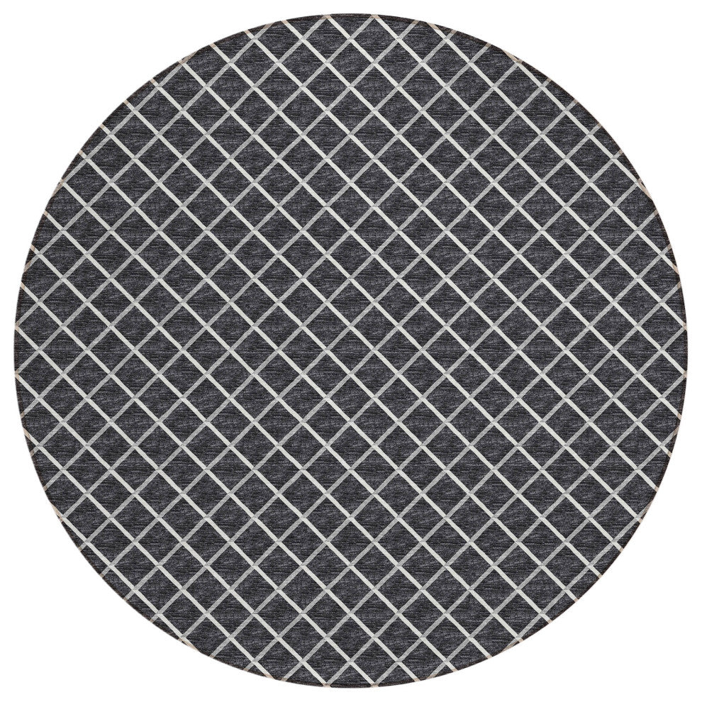Indoor/Outdoor York YO1 Black Machine Washable 10' x 10' Rug