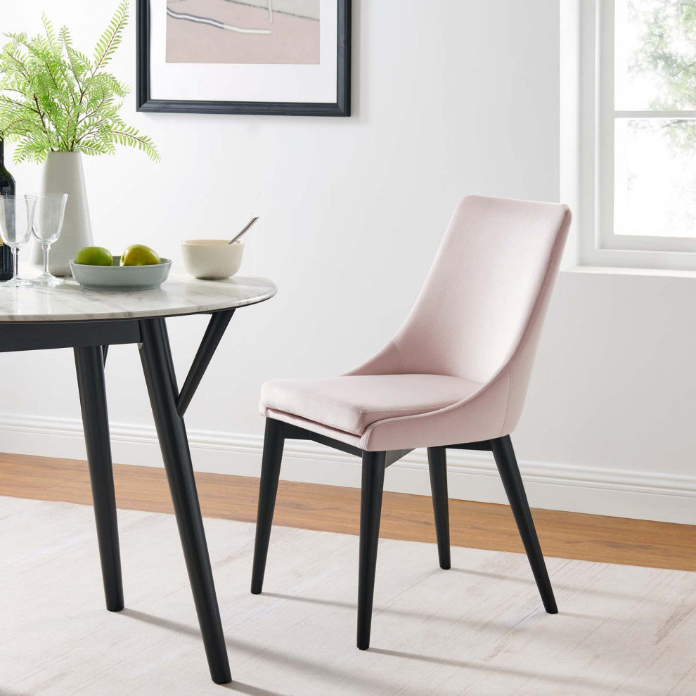 Side Dining Chair, Pink, Velvet, Modern, Kitchen Bistro Restaurant Hospitality