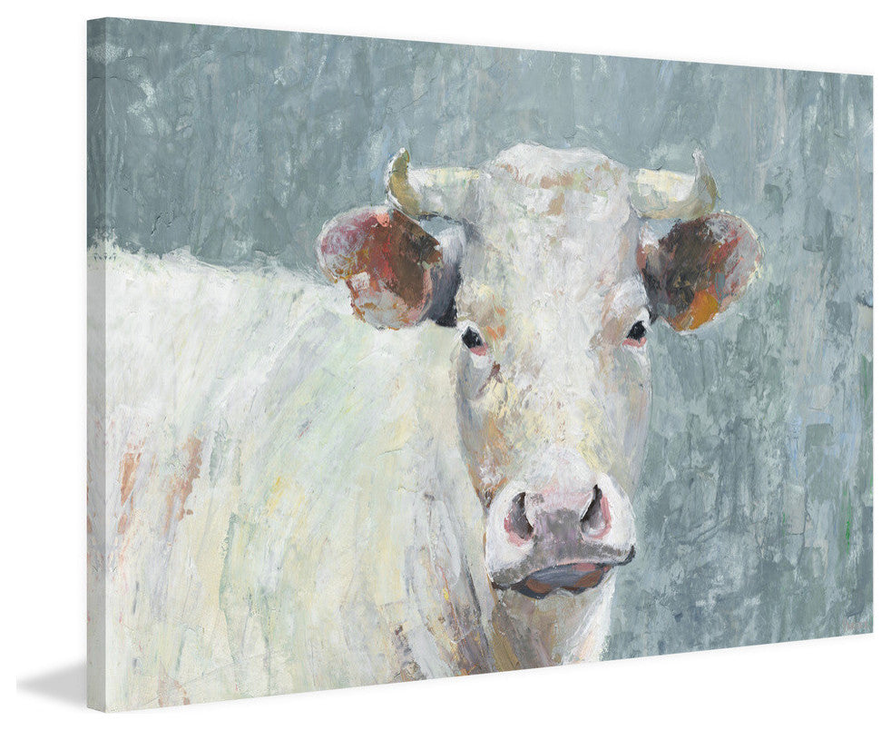 "Innocent Cow" Painting Print on Wrapped Canvas, 24"x16"