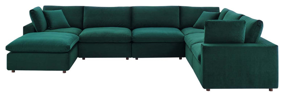 Sectional Sofa Set, Velvet, Green, Modern, Living Lounge Hotel Lobby Hospitality