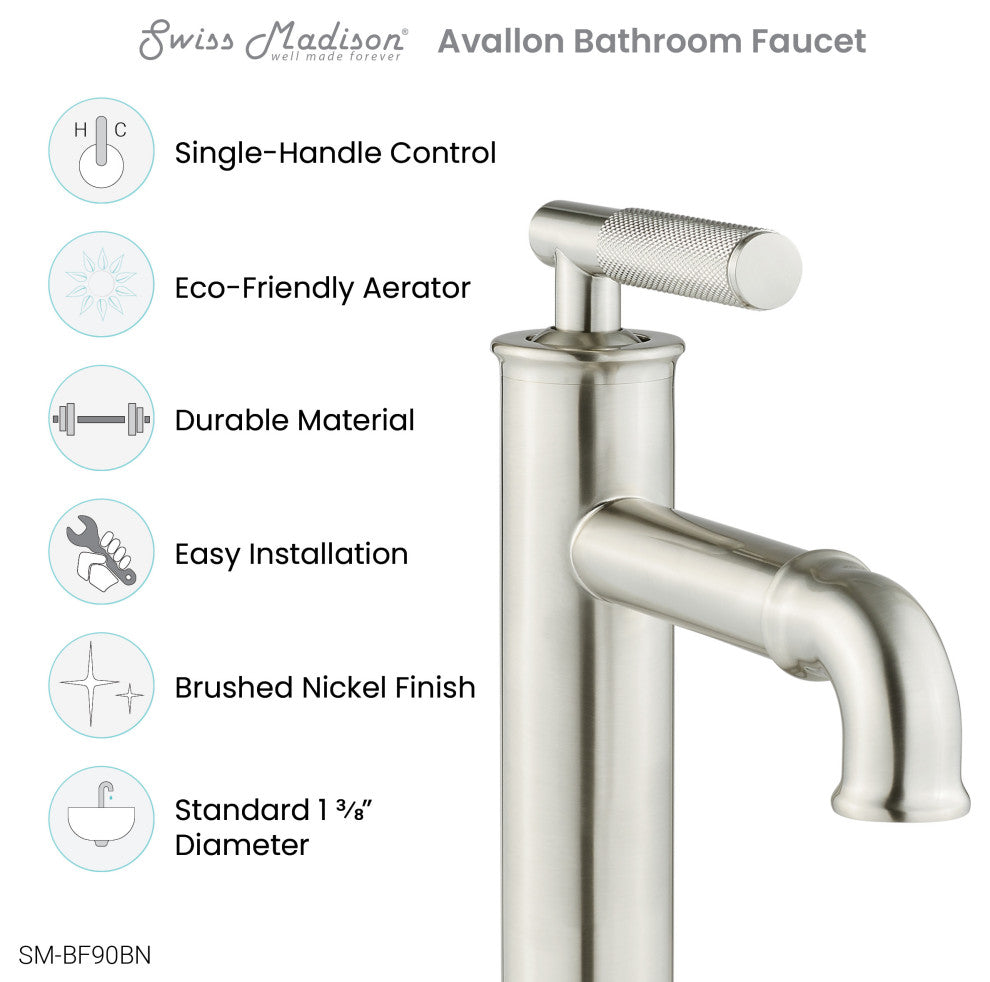 Avallon Single Hole, Single-Handle Sleek, Bathroom Faucet, Brushed Nickel