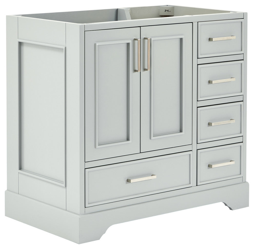 Ariel Stafford 36" Single Left Offset Sink Bathroom Vanity Base, Gray