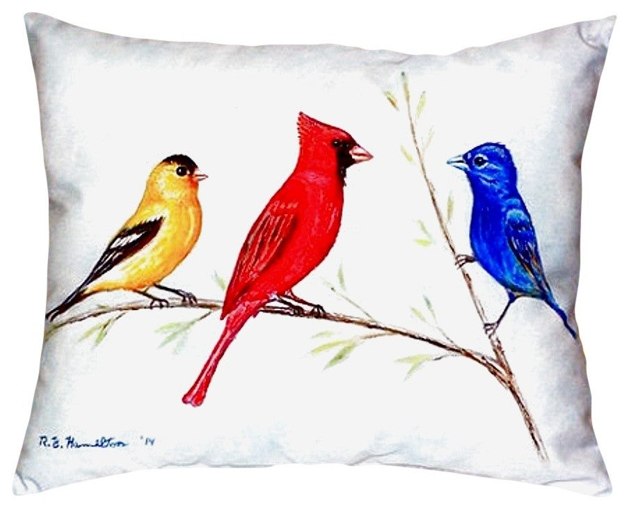 Three Birds No Cord Pillow - Set of Two 16x20