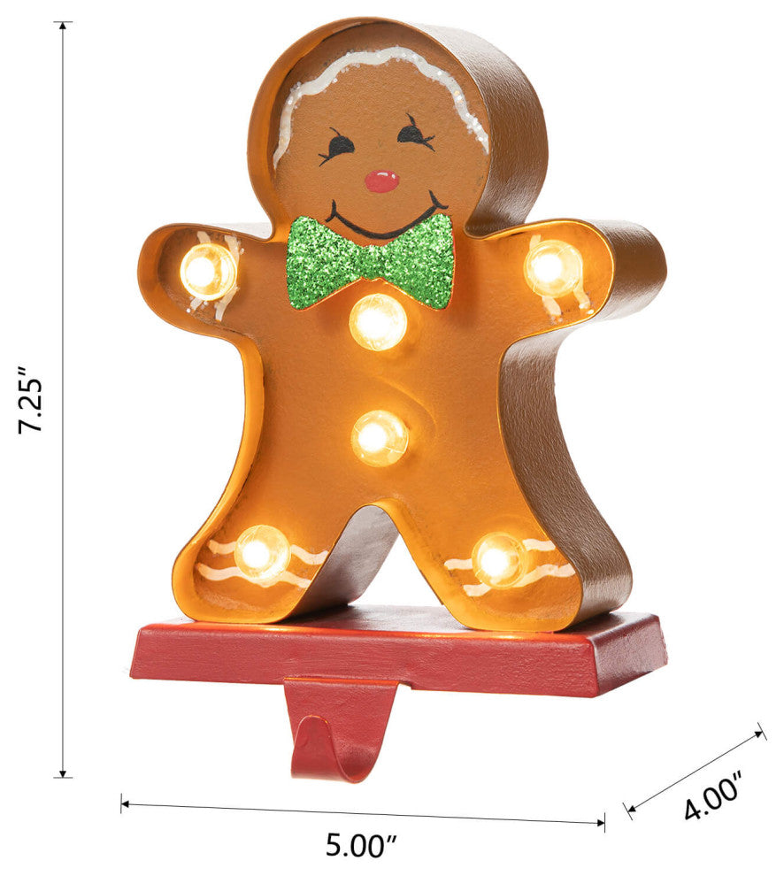 Marquee LED Metal Gingerbread Stocking Hangers, Man