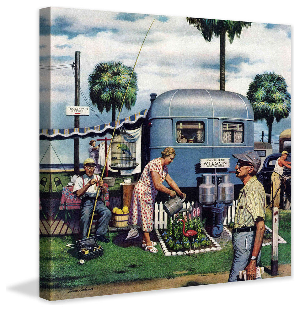 "Trailer Park Garden" Painting Print on Canvas by Stevan Dohanos
