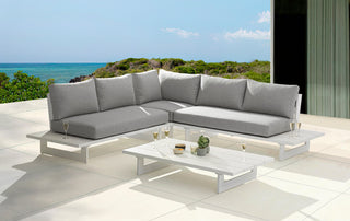 Maldives Outdoor Patio Sectional, Grey, White Frame
