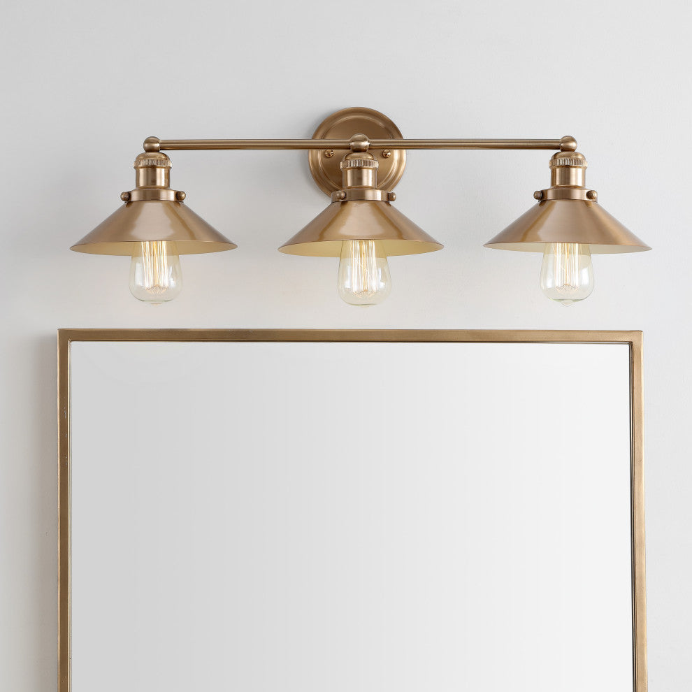 June Metal Shade Sconce, Brass Gold, 3-Light