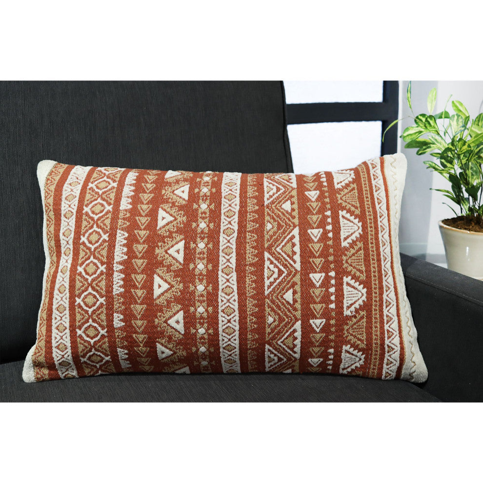 Terracota Machine Woven Lindell Throw Pillow, 16" x 26"