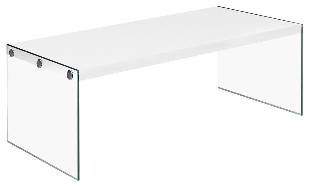 Coffee Table - Glossy White With Tempered Glass