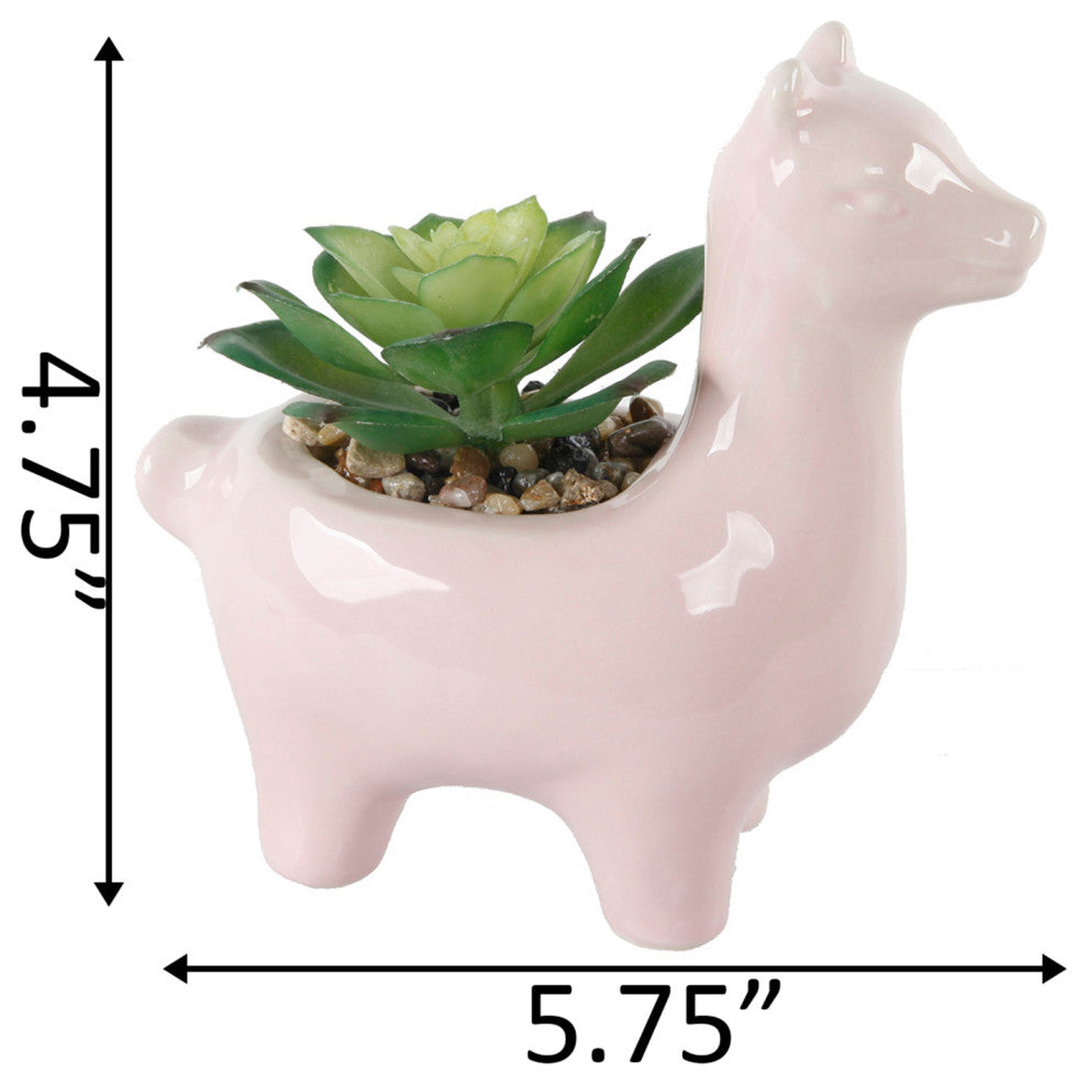 Pink Ceramic Llama Succ