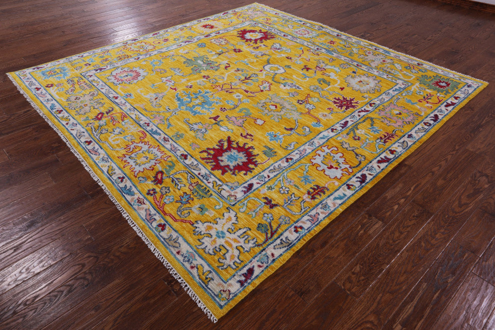 9' Square Turkish Oushak Handmade Wool Rug - Q13275