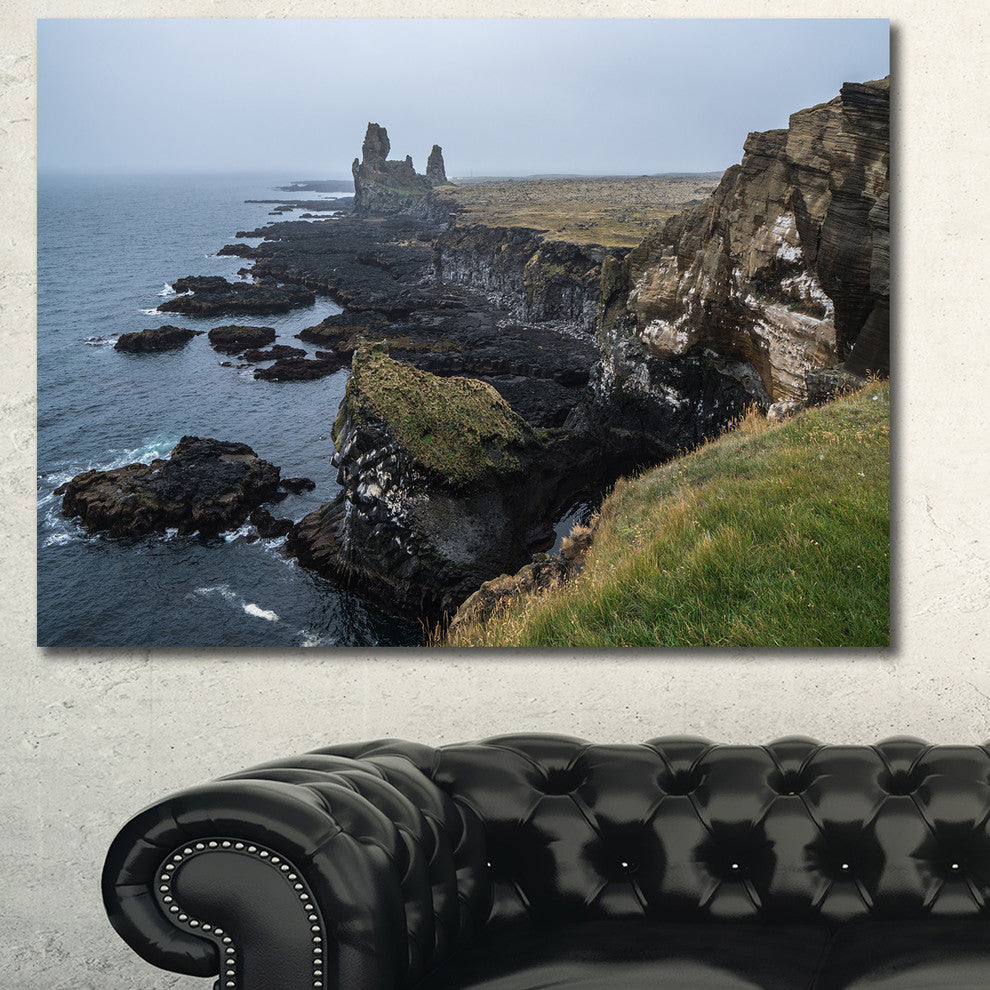 Rocky and Scenic Iceland Beach, Landscape Canvas Art Print, 40"x30"