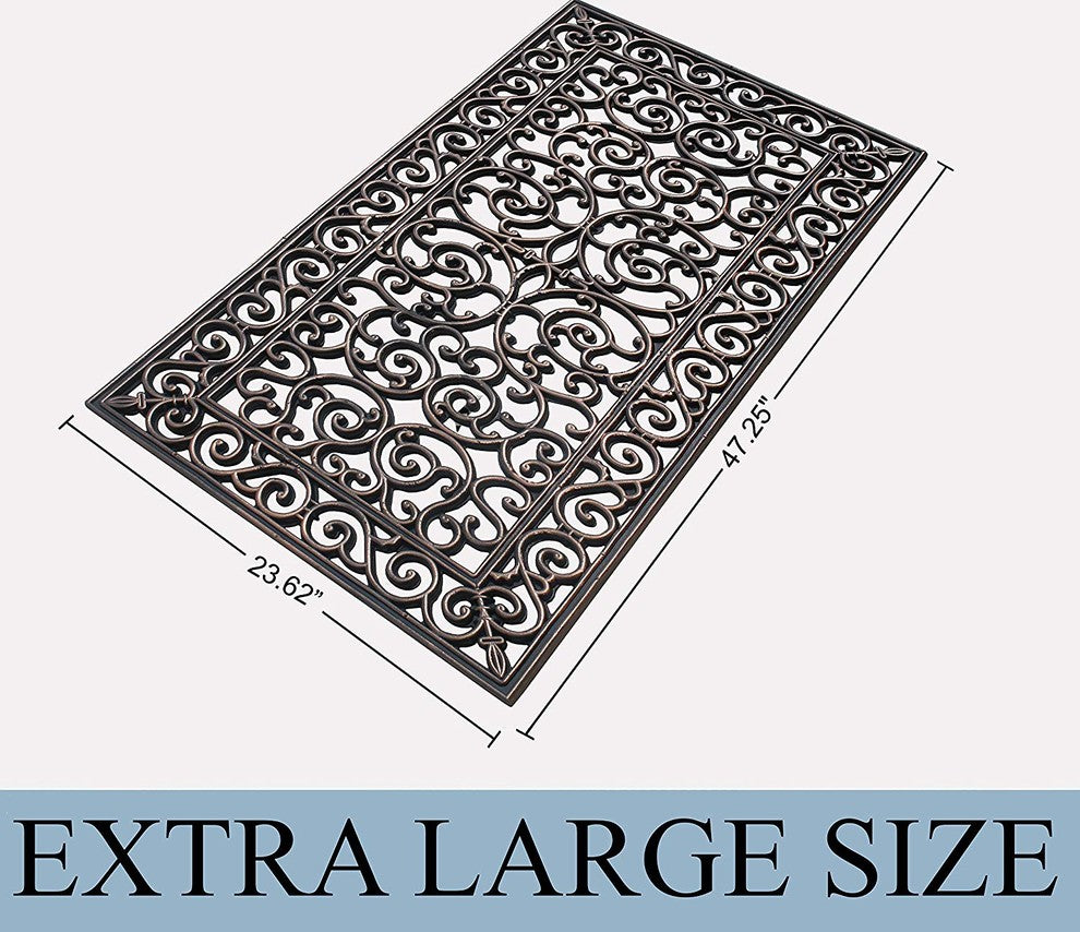 A1HC First IMPRESSION Audie 23.62"x47.25" Easy Clean Rubber Entry Way Doormat
