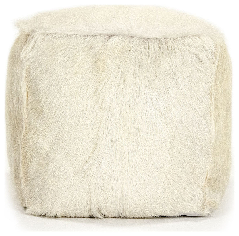Tibetan Ivory Goat Fur Pouf