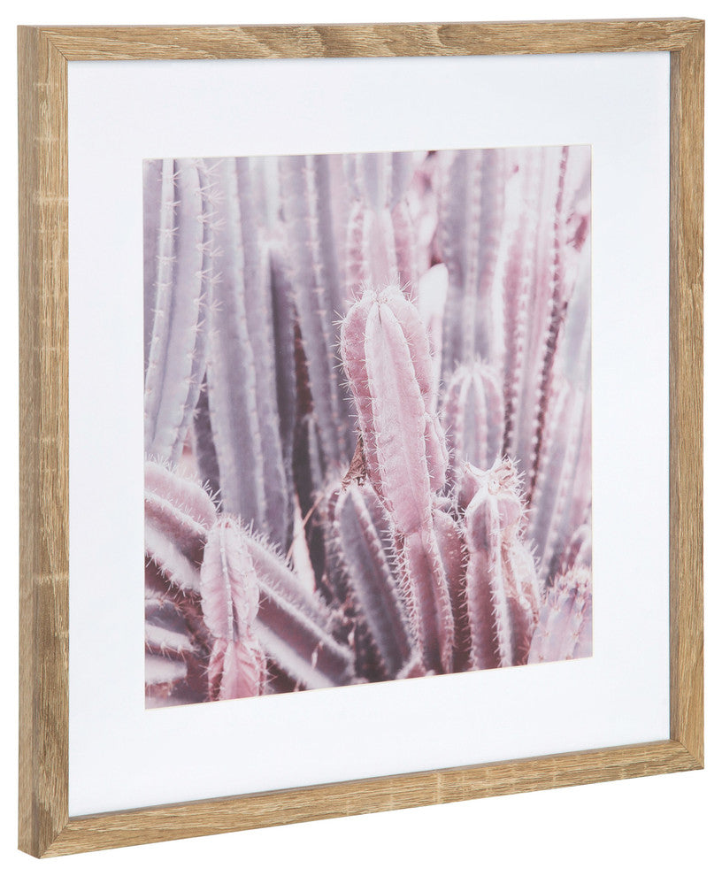 Modern Cactus Framed Wall Art Set, Natural 5 Piece
