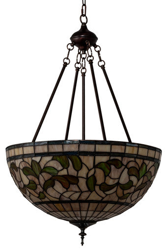 Meyda Lighting 232184 20" Wide Tiffany Turning Leaf Inverted Pendant