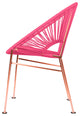 Concha Indoor/Outdoor Handmade Dining Chair, Pink Weave, Copper Frame