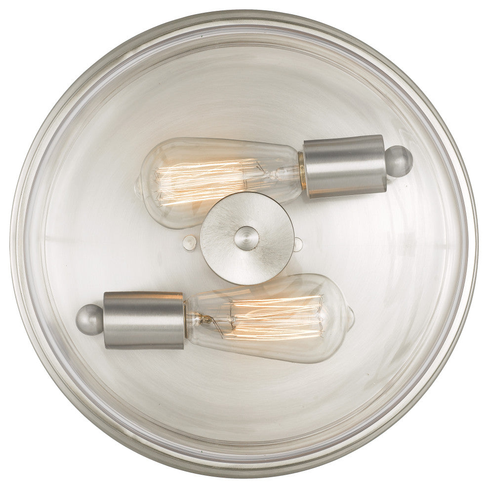 Kenmore 2-Light Brushed Nickel Finish Flush Mount 13" x13"x6.38"
