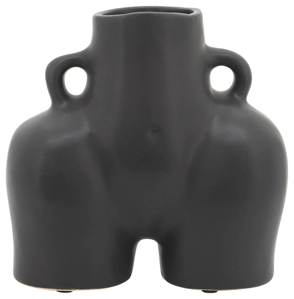 Ceramic 6" Half Body Vase, Black