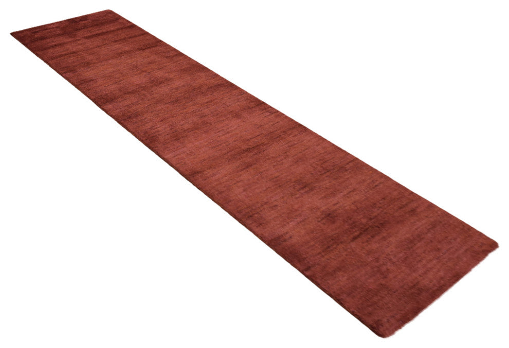 Hand Knotted Loom Silk Mix Area Rug Solid Dark Orange