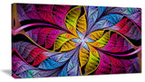 Pink Yellow Fractal Stained Glass, Abstract Canvas Art Print, 40x20