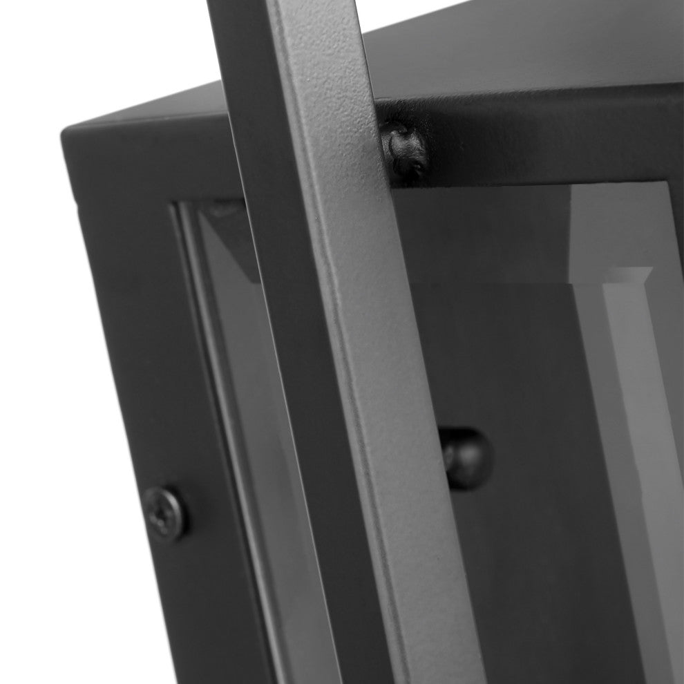 Exhibit 1-Light Medium Wall Lantern, Matte Black/Clear Beveled Glass