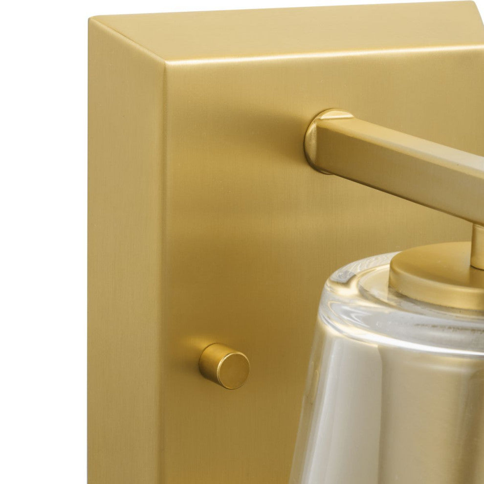 Vertex Collection One-Light Brushed  Gold Clear Glass Contemporary Bath Light