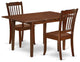 3Pc Rectangular 48/60 Inch Table With 12 In Leaf And 2 Vertical Slatted Chairs