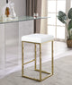 Nicola Counter Stool, Set of 2, White, Vegan Leather, Gold Base
