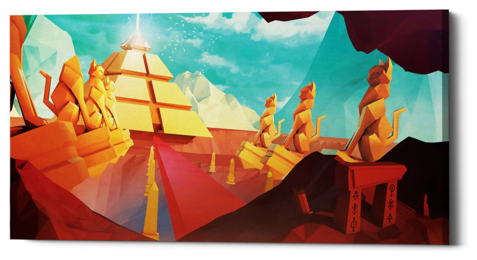 Epic Graffiti "Low Poly Pyramid" by Jonathan Lam, Giclee Canvas Art, 24"x12"