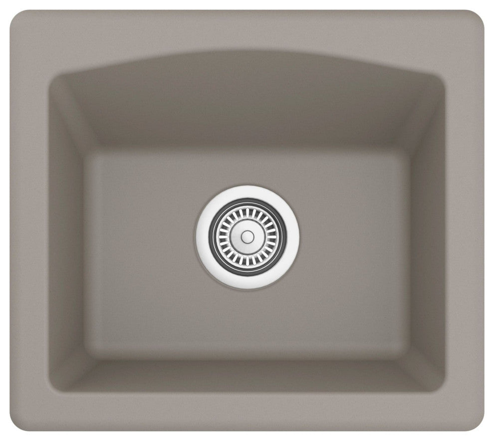Karran Drop-in or Undermount Quartz 18" Single Bowl Kitchen Sink, Concrete