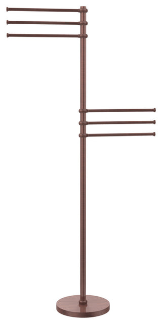 Towel Stand with 6 Pivoting 12" Arms, Antique Copper