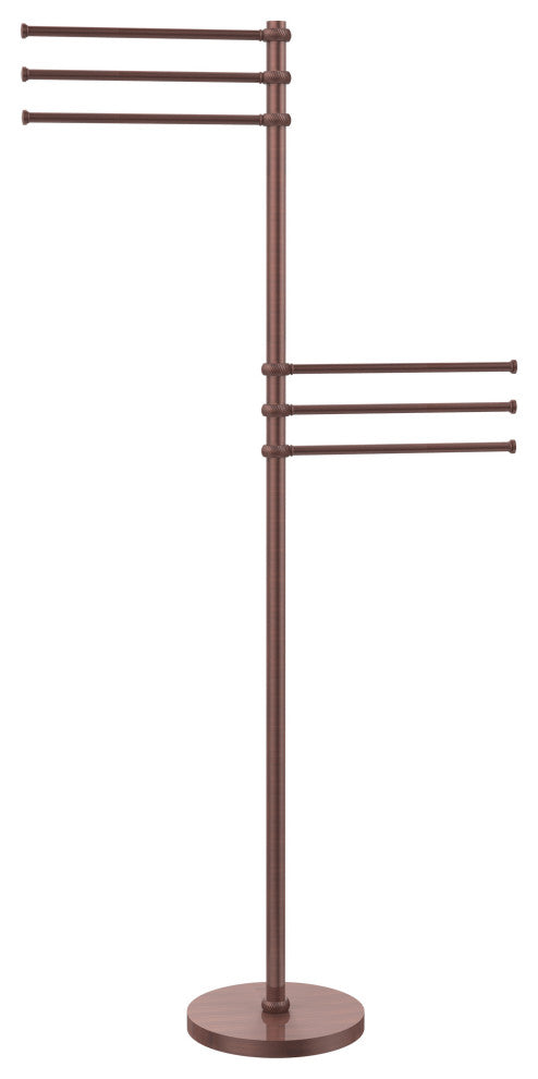 Towel Stand with 6 Pivoting 12" Arms, Antique Copper