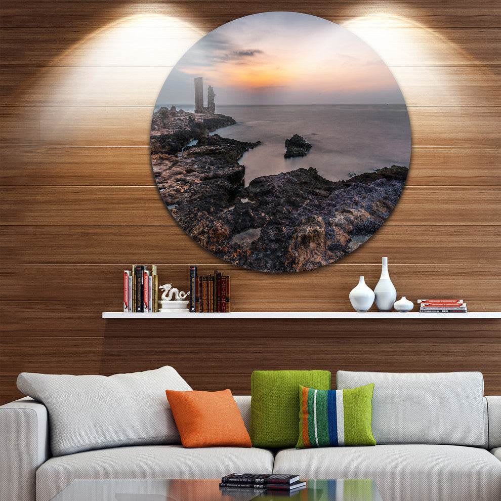 Gate To Africa Seashore In Mahdia, Beach Large Disc Metal Wall Art, 23"