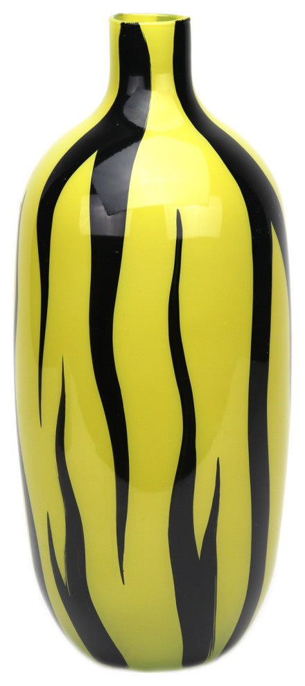 Zebra Vase Mustard Yellow Black