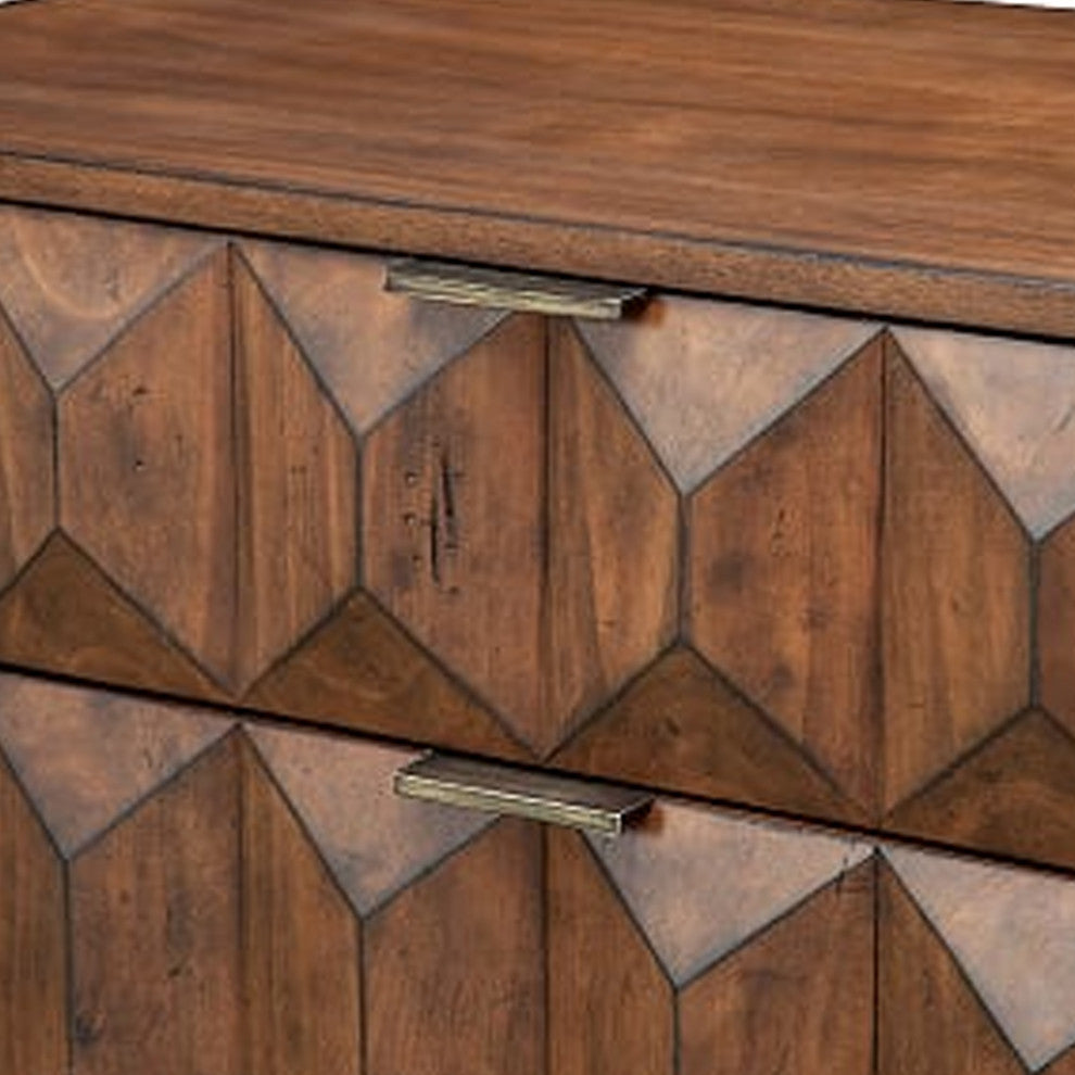 Benzara BM206681 6 Drawer Dresser With Honeycomb Design and Metal Legs, Brown