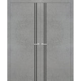 Solid French Double Doors 56 x 80 | Planum 0016 Concrete with