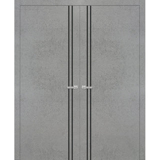 Solid French Double Doors 56 x 80 | Planum 0016 Concrete with