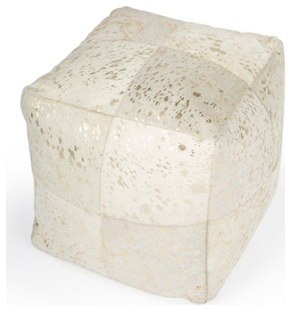 Butler Victorian Hair on Hide With Gold Spots Pouffe