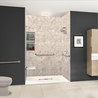 Transolid 63-in L x 35.5-in W Zero Threshold Center Drain Shower Base, Cameo