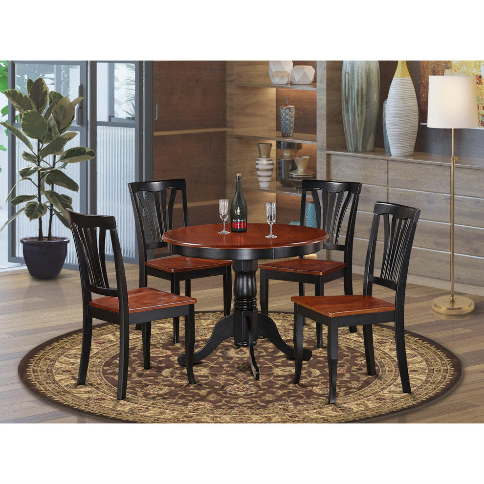 Anav5-Blk-W 5-Piece Small Table Set, Small Table & 4 Dining Chairs