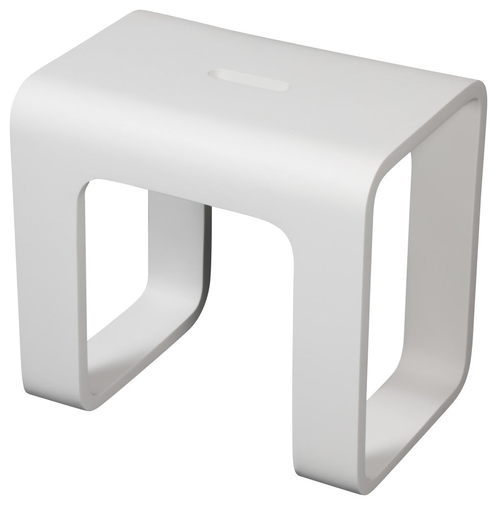 White Matte Solid Surface Resin Bathroom/Shower Stool, Solid