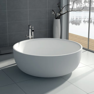 ADM Circular Freestanding Bathtub, Glossy White, 53.1"