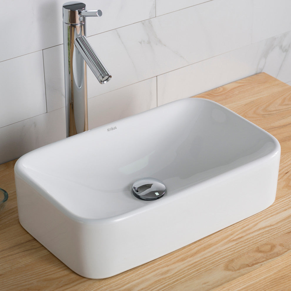 Elavo Ceramic Rectangle Vessel White Sink