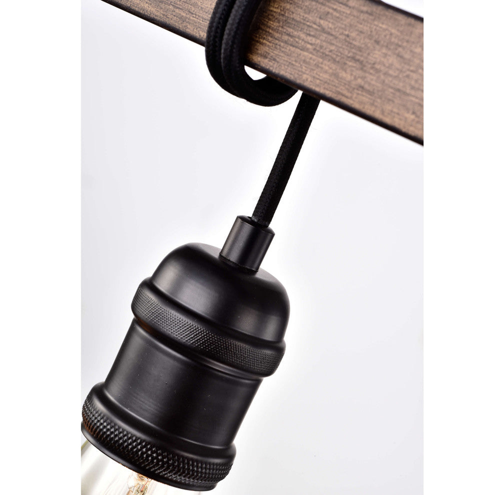 Amber 6-light Wall Sconce in Antique Black and Faux Wood Grain Finish